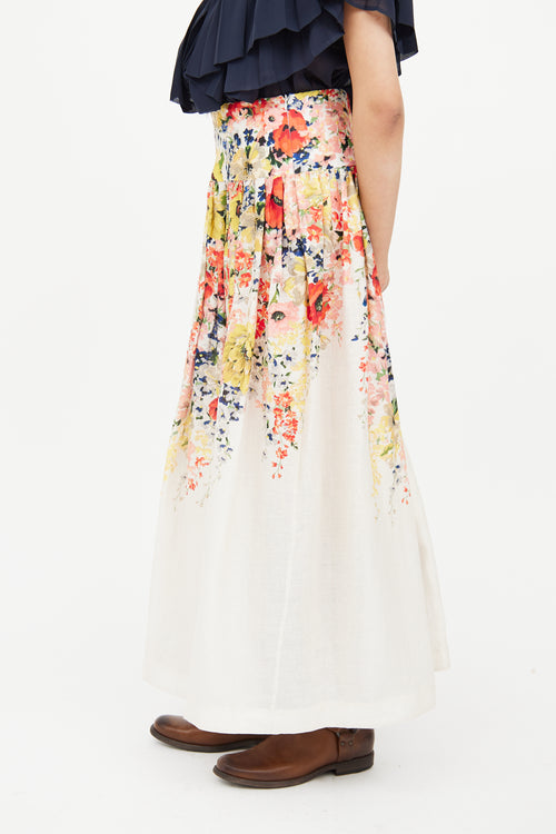 Zimmermann Red & Yellow & White Floral Skirt