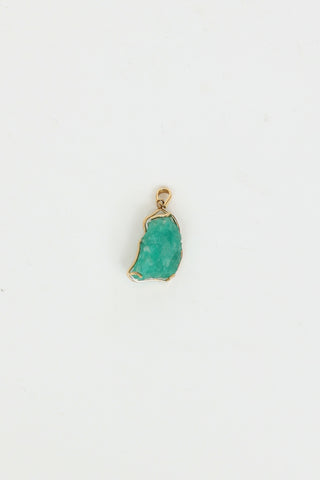 Fine Jewelry 10K Yellow Gold Rough Emerald Stone Pendant