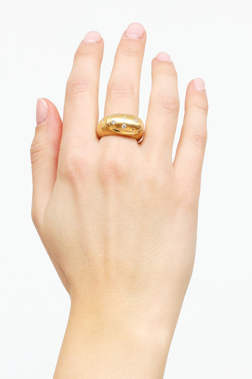Fine Jewelry 18K Textured Yellow Gold Round Diamond Ring