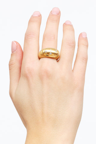 Fine Jewelry 18K Textured Yellow Gold Round Diamond Ring