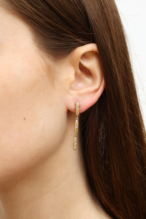 Fine Jewelry 18K Yellow Gold Drop Dangle Diamond Earrings