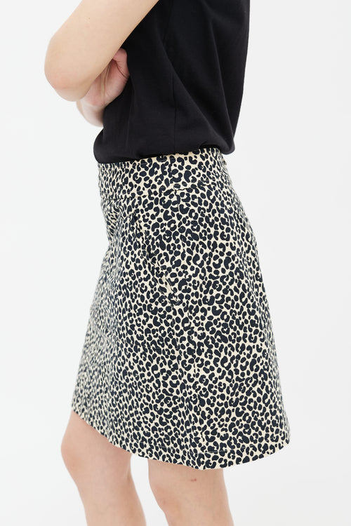 A.P.C. Brown & Black Printed Pattern Mini Skirt