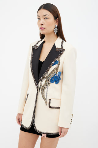 Gucci Cream and Multicolor Embroidered and Embellished Blazer