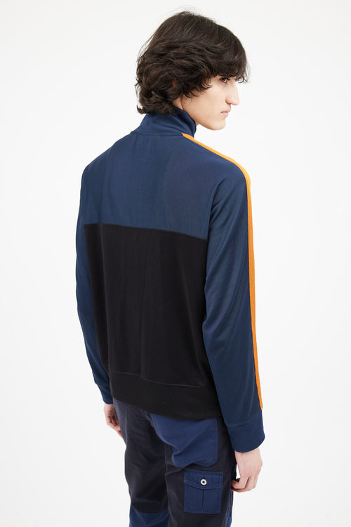 AMI Alexandre Mattiussi Black & Orange Stripe Half Zip Sweater