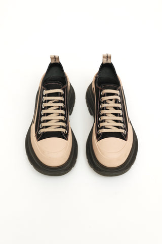Alexander McQueen Black & Cream Tread Slick Lace Up Sneaker