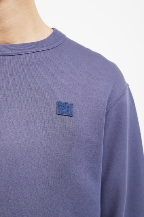 Acne Studios Blue Cotton Fairview Face Logo Sweater