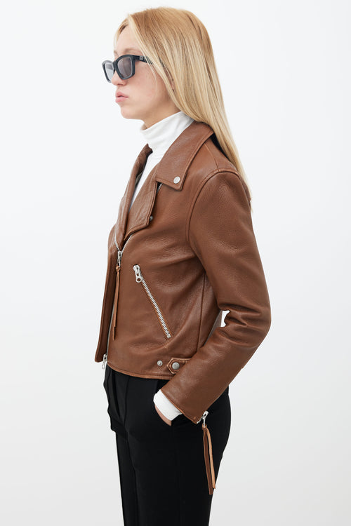 Acne Studios Brown Leather Moto Jacket