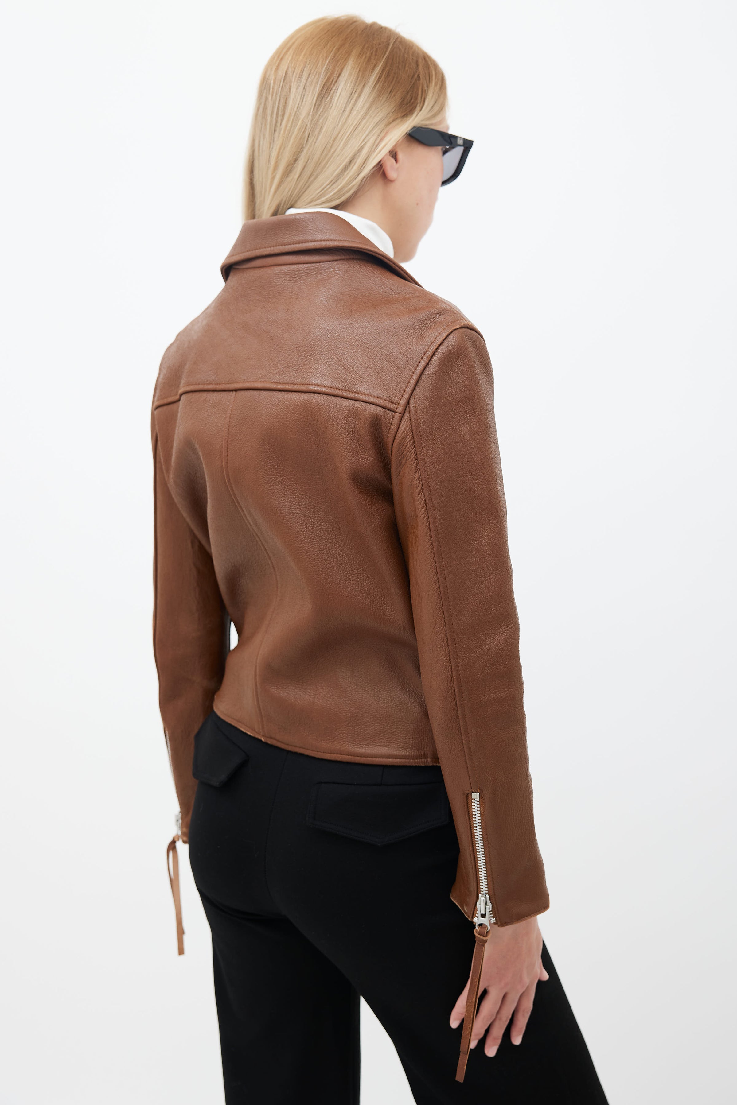 Embroidered Patent Leather Jacket in Brown - Acne Studios