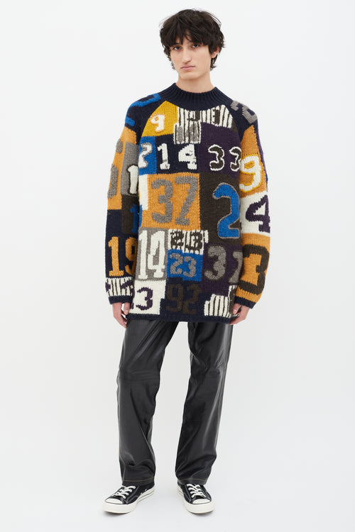 Acne Studios Multicolor AW 2015 Jerett Number Wool Knit Sweater