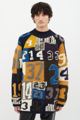 Acne Studios Multicolor AW 2015 Jerett Number Wool Knit Sweater