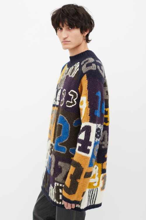Acne Studios Multicolor AW 2015 Jerett Number Wool Knit Sweater