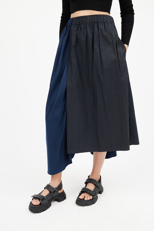 Acne Studios Navy Panelled Silk Skirt