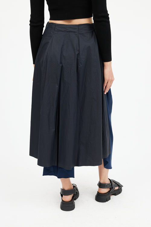 Acne Studios Navy Panelled Silk Skirt