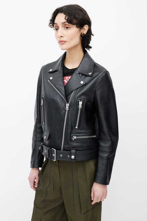 Acne Studios Black Leather Oversized Biker Jacket