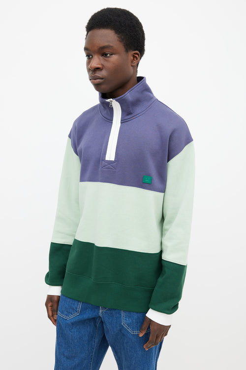 Acne Studios Blue & Green Cotton Colorblock Sweater
