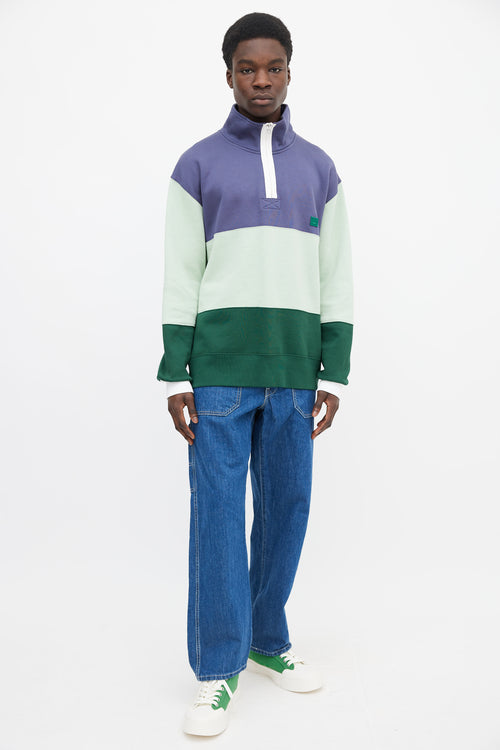 Acne Studios Blue & Green Cotton Colorblock Sweater