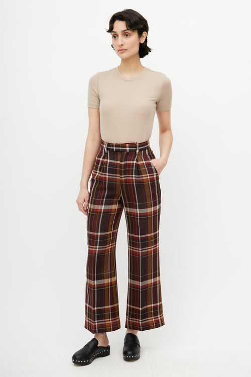 Acne Studios Burgundy & Multicolour Plaid Trouser