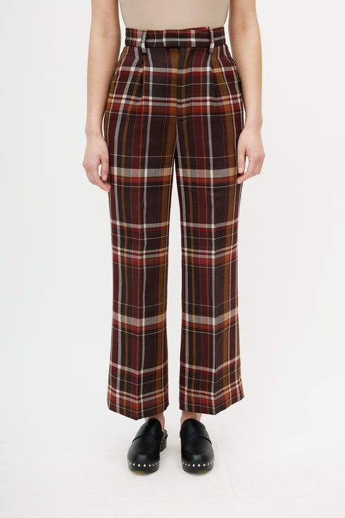 Acne Studios Burgundy & Multicolour Plaid Trouser