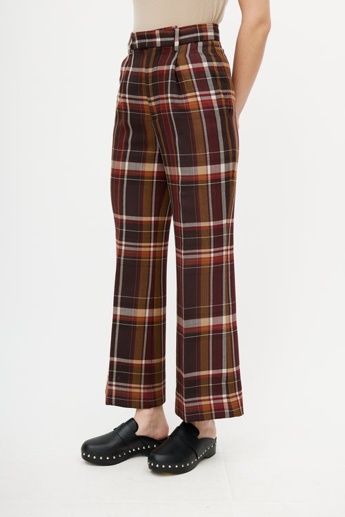 Acne Studios Burgundy & Multicolour Plaid Trouser