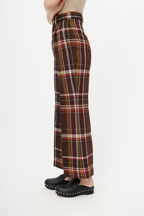 Acne Studios Burgundy & Multicolour Plaid Trouser