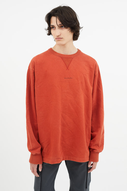 Acne Studios Faded Orange Stamped Logo Sweater