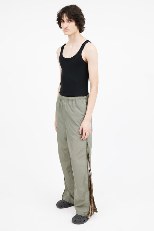 Acne Studios Green Nylon & Velvet Side Zip Track Pant