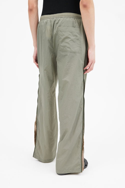 Acne Studios Green Nylon & Velvet Side Zip Track Pant