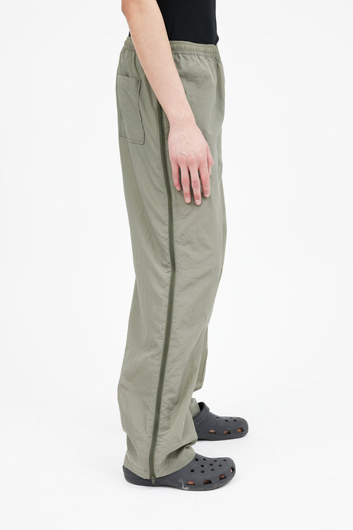 Acne Studios Green Nylon & Velvet Side Zip Track Pant