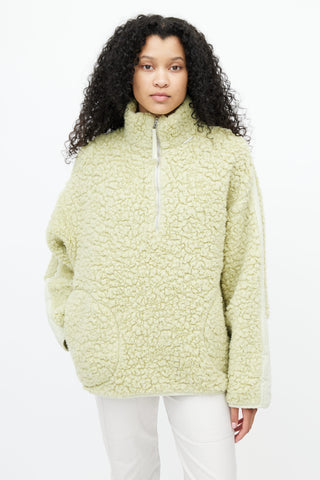 Acne Studios Green Shearling Quarter Zip Sweater
