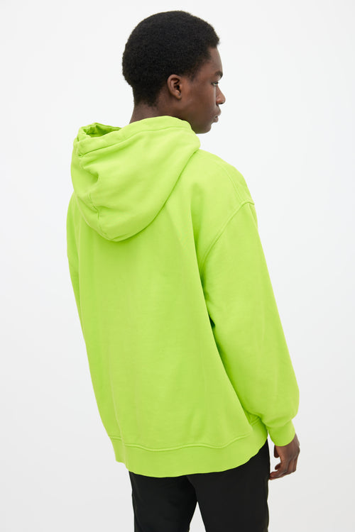 Acne Studios Neon Green & White Logo Oversized Hoodie Sweater