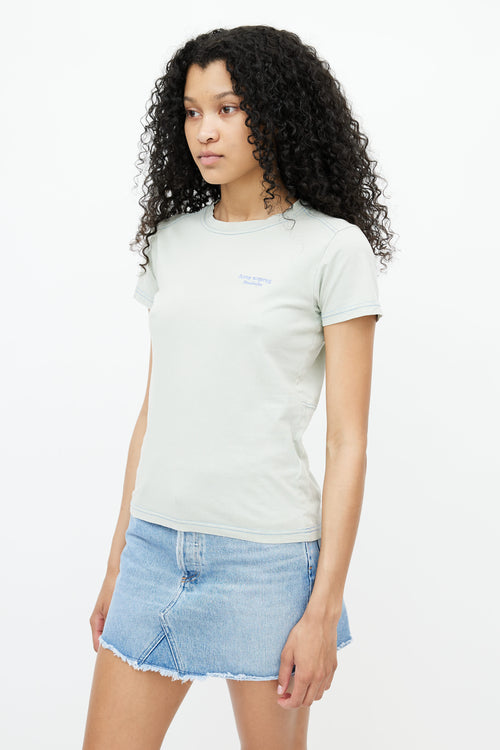 Acne Studios Pastel Green Embroidered Logo T-Shirt