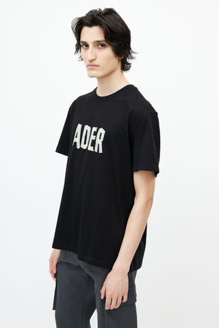 Ader Black Cotton Tape Logo T-Shirt