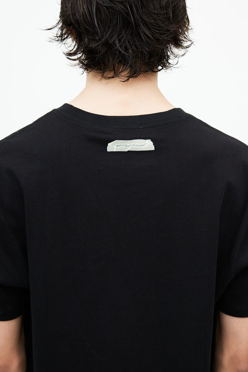 Ader Black Cotton Tape Logo T-Shirt