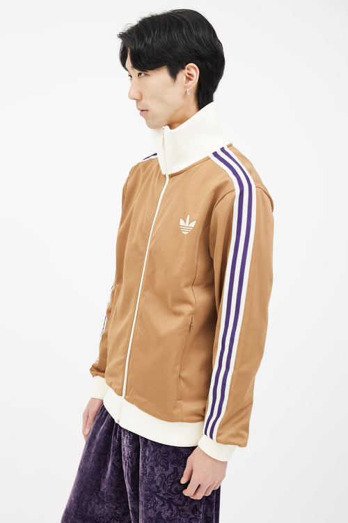 Adidas Brown Multi Stripe Zip Track Jacket 