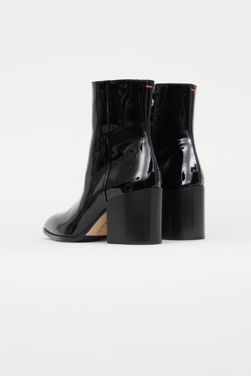 Aeydē Black Patent Leather Ankle Boot