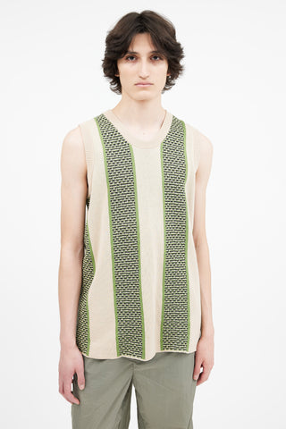 Ahluwalia Beige & Green Merino Wool Vest