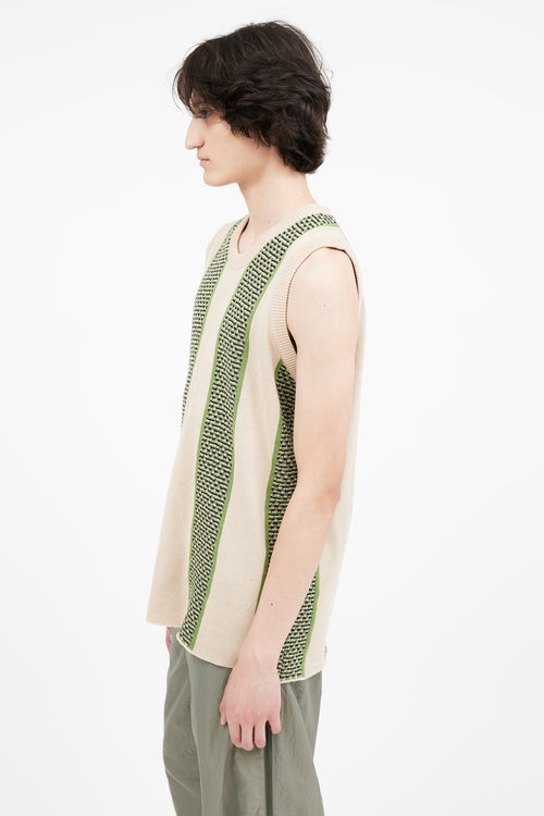 Ahluwalia Beige & Green Merino Wool Vest