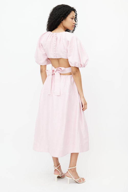 Aje Pink Mimosa Cut Out Midi Dress