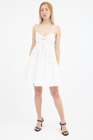 Aje White Ruffle Tiered Sleeveless Dress
