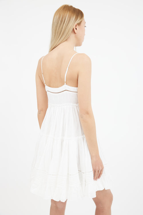Aje White Ruffle Tiered Sleeveless Dress