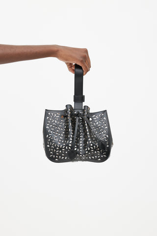 Alaïa Black & Silver Rose Marie Small Leather Bucket Bag