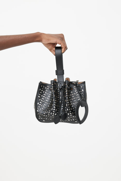 Alaïa Black & Silver Rose Marie Small Leather Bucket Bag