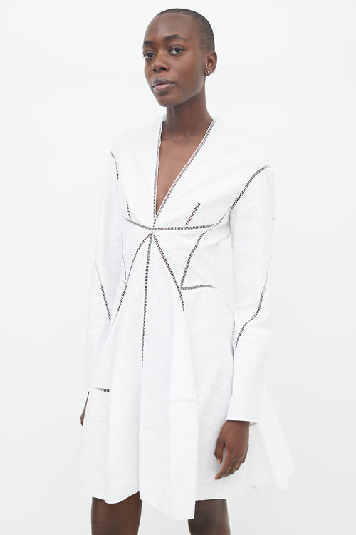 Alaïa White Texture Cut-Out Trim Dress