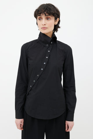 Alexander McQueen Black Cotton Asymmetrical Button-Up Shirt