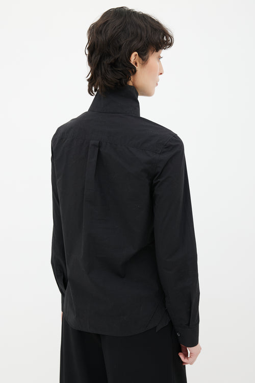 Alexander McQueen Black Cotton Asymmetrical Button-Up Shirt