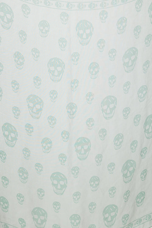 Alexander McQueen Green Skull Print Scarf
