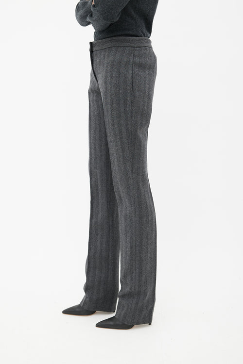 Alexander McQueen Grey Wool Straight Leg Pant