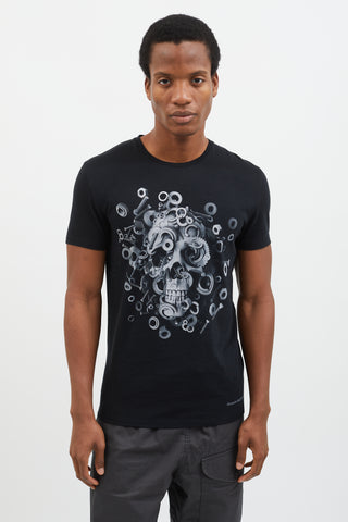 Alexander McQueen 2019 Black Skull Screw Print T-Shirt