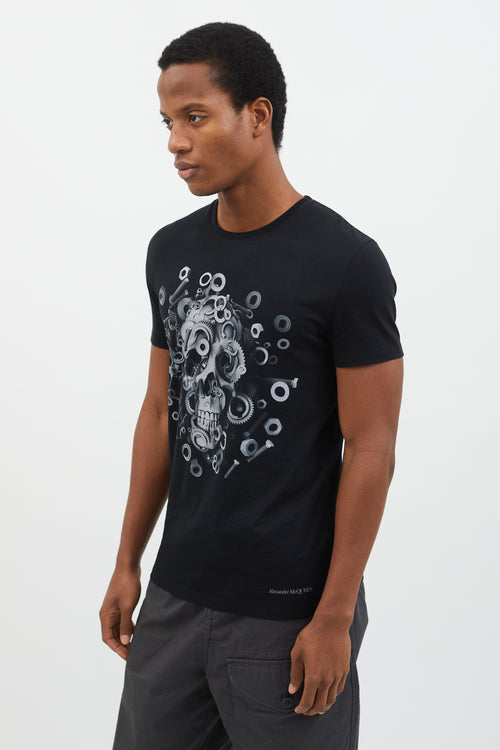 Alexander McQueen 2021 Black Skull Screw Print T-Shirt