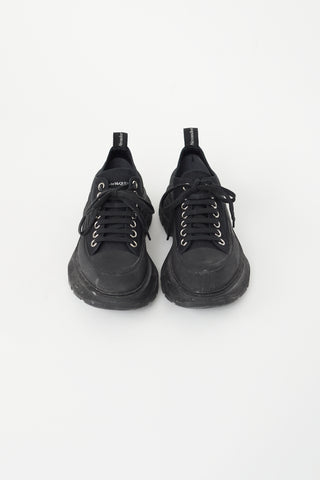 Alexander McQueen Black Canvas Tread Slick Platform Sneaker